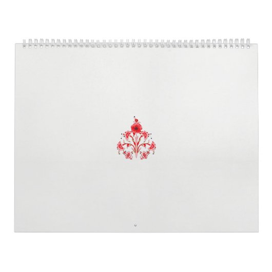 Een ontwerp van een rode bloem op een witte achter kalender (Hoes)