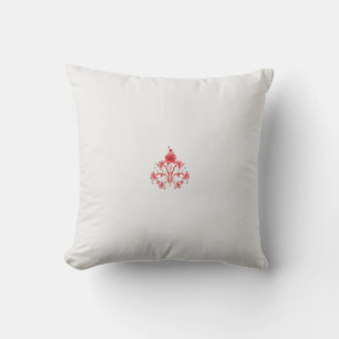 Een ontwerp van een rode bloem op een witte achter kussen