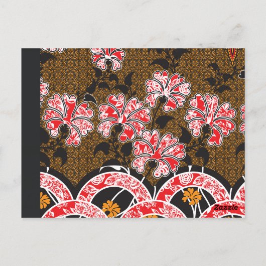 Een ontwerp van een rode en zwarte muur opknoping briefkaart (Achterkant)