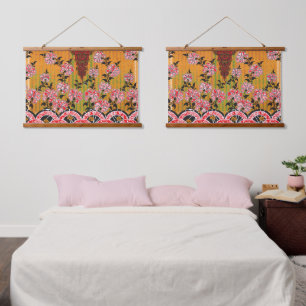 Een ontwerp van een rode en zwarte muur opknoping hangend wandkleed