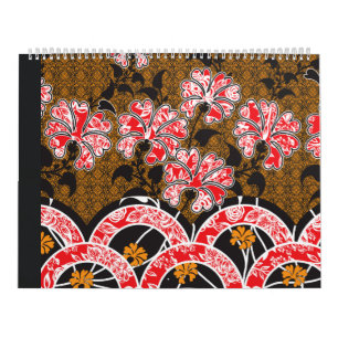 Een ontwerp van een rode en zwarte muur opknoping kalender