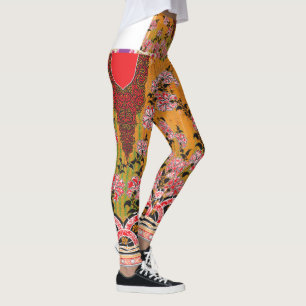 Een ontwerp van een rode en zwarte muur opknoping leggings