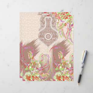 Een ontwerp van een rode vaas met bloemen erop