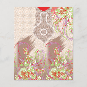 Een ontwerp van een rode vaas met bloemen erop flyer