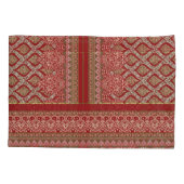 Een ontwerp van een rood en beige patroon_ kussensloop (Achterkant)