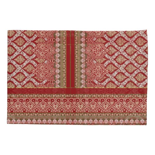 Een ontwerp van een rood en beige patroon_ kussensloop (Achterkant)