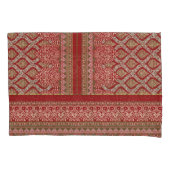 Een ontwerp van een rood en beige patroon_ kussensloop (Voorkant)