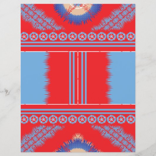 Een ontwerp van een rood en blauw patroon (Achterkant)