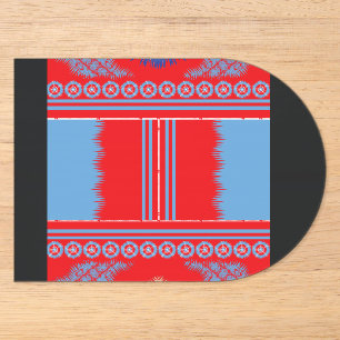 een ontwerp van een rood en blauw patroon acryl uitnodigingen