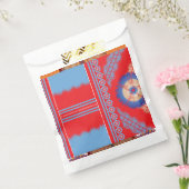 Een ontwerp van een rood en blauw patroon bedankzakje (Gezegeld)