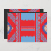 Een ontwerp van een rood en blauw patroon briefkaart (Voorkant / Achterkant)