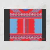 Een ontwerp van een rood en blauw patroon briefkaart (Achterkant)