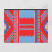 Een ontwerp van een rood en blauw patroon briefkaart (Voorkant)