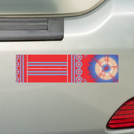 Een ontwerp van een rood en blauw patroon bumpersticker (Op auto)