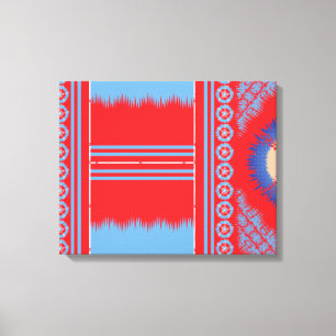 Een ontwerp van een rood en blauw patroon canvas afdruk