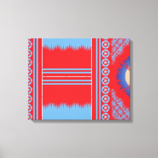 Een ontwerp van een rood en blauw patroon canvas afdruk (Voorkant)