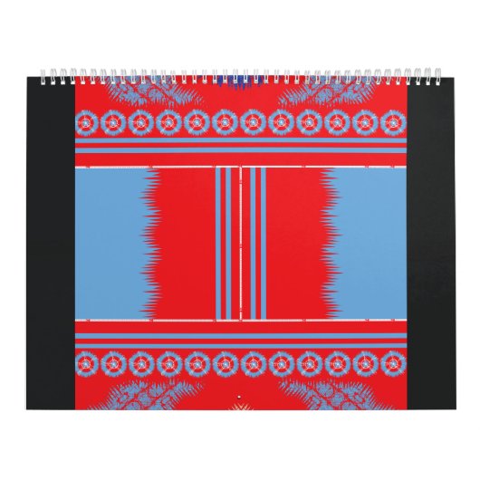 Een ontwerp van een rood en blauw patroon kalender (Hoes)