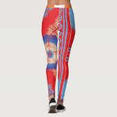 Een ontwerp van een rood en blauw patroon leggings (Achterkant)