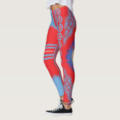 Een ontwerp van een rood en blauw patroon leggings (Links)