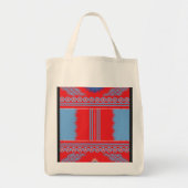 Een ontwerp van een rood en blauw patroon tote bag (Voorkant)