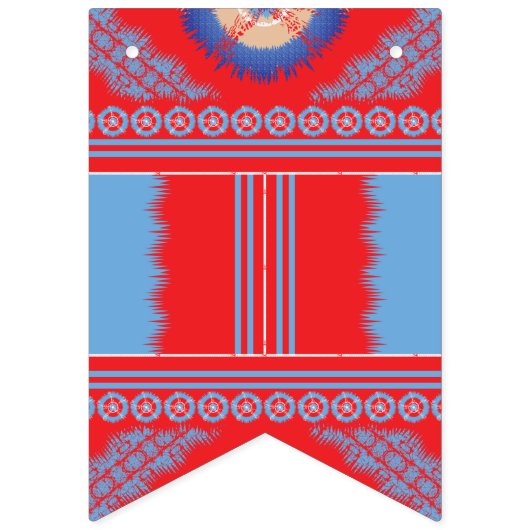 Een ontwerp van een rood en blauw patroon vlaggetjes (Tweede vlag)