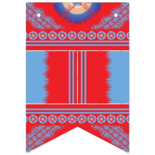 Een ontwerp van een rood en blauw patroon vlaggetjes (Eerste vlag)