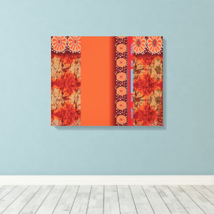 Een ontwerp van een rood en goud patroon canvas afdruk