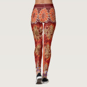Een ontwerp van een rood en goud patroon leggings (Achterkant)