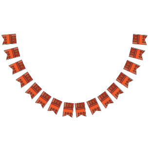 Een ontwerp van een rood en goud patroon vlaggetjes