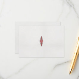 Een ontwerp van een rood en wit patroon informatiekaartje