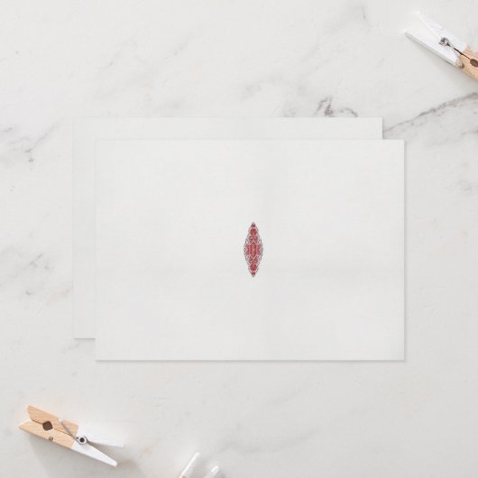 Een ontwerp van een rood en wit patroon kaart (Voorkant / Achterkant in situ)