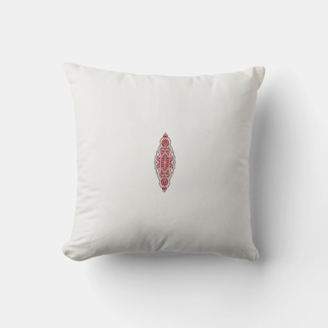 Een ontwerp van een rood en wit patroon kussen (Voorkant)