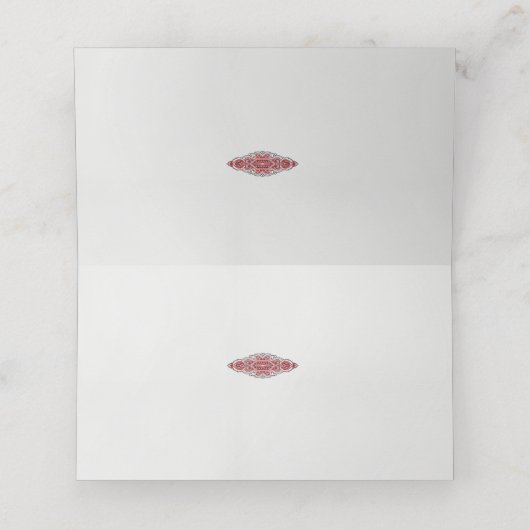 Een ontwerp van een rood en wit patroon plaatskaartje (Binnenkant ongevouwen)