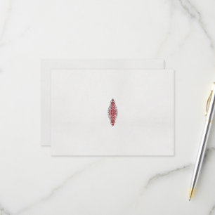 een ontwerp van een rood en wit patroon RSVP kaartje