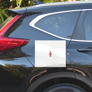 Een ontwerp van een rood en wit patroon sticker