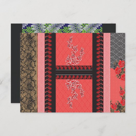 Een ontwerp van een rood en zwart behang briefkaart (Voorkant / Achterkant)