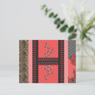 Een ontwerp van een rood en zwart behang briefkaart