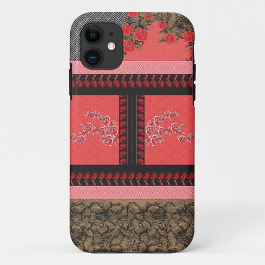 Een ontwerp van een rood en zwart behang Case-Mate iPhone case (Achterkant)