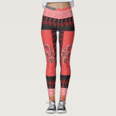 Een ontwerp van een rood en zwart behang leggings (Voorkant)