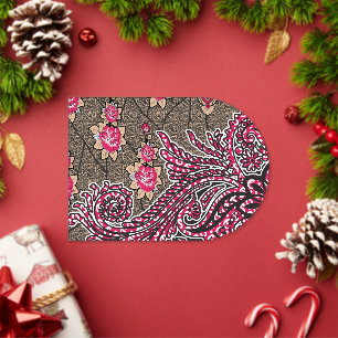 een ontwerp van een roze en bruin paisley patroon acryl uitnodigingen
