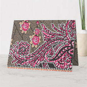 Een ontwerp van een roze en bruin paisley patroon bedankkaart