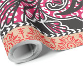 Een ontwerp van een roze en bruin paisley patroon cadeaupapier (Rol Hoek)