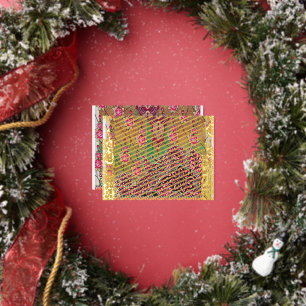 Een ontwerp van een roze en bruin paisley patroon folie feestdagen briefkaart