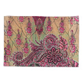 Een ontwerp van een roze en bruin paisley patroon kussensloop (Achterkant)