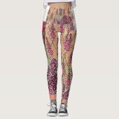 Een ontwerp van een roze en bruin paisley patroon leggings (Voorkant)