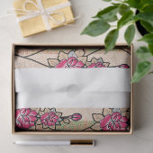 Een ontwerp van een roze en bruin paisley patroon tissuepapier (Geschenk)