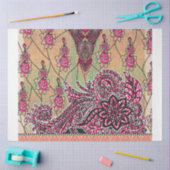 Een ontwerp van een roze en bruin paisley patroon tissuepapier (Craft)