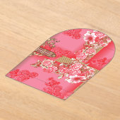 Een ontwerp van een roze en gouden achtergrond met acryl uitnodigingen (Laagn)