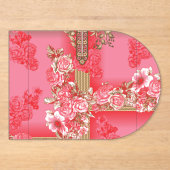 Een ontwerp van een roze en gouden achtergrond met acryl uitnodigingen (Voorkant)