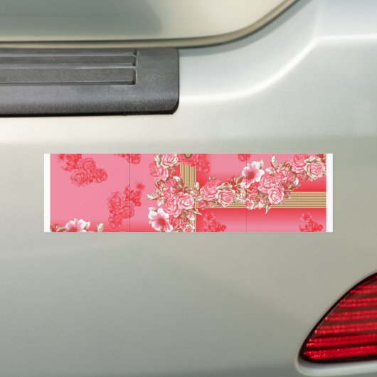Een ontwerp van een roze en gouden achtergrond met bumpersticker (Op auto)